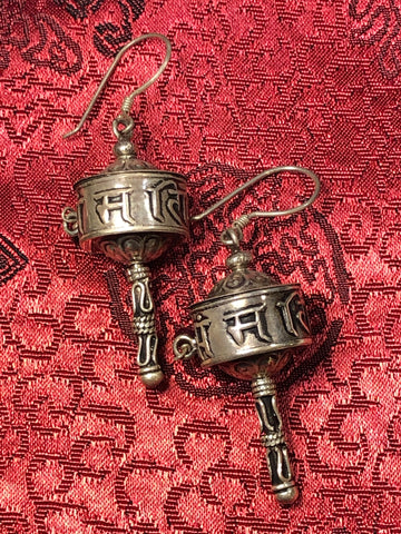 Silver Prayer Wheel Earrings(TGSE 15)