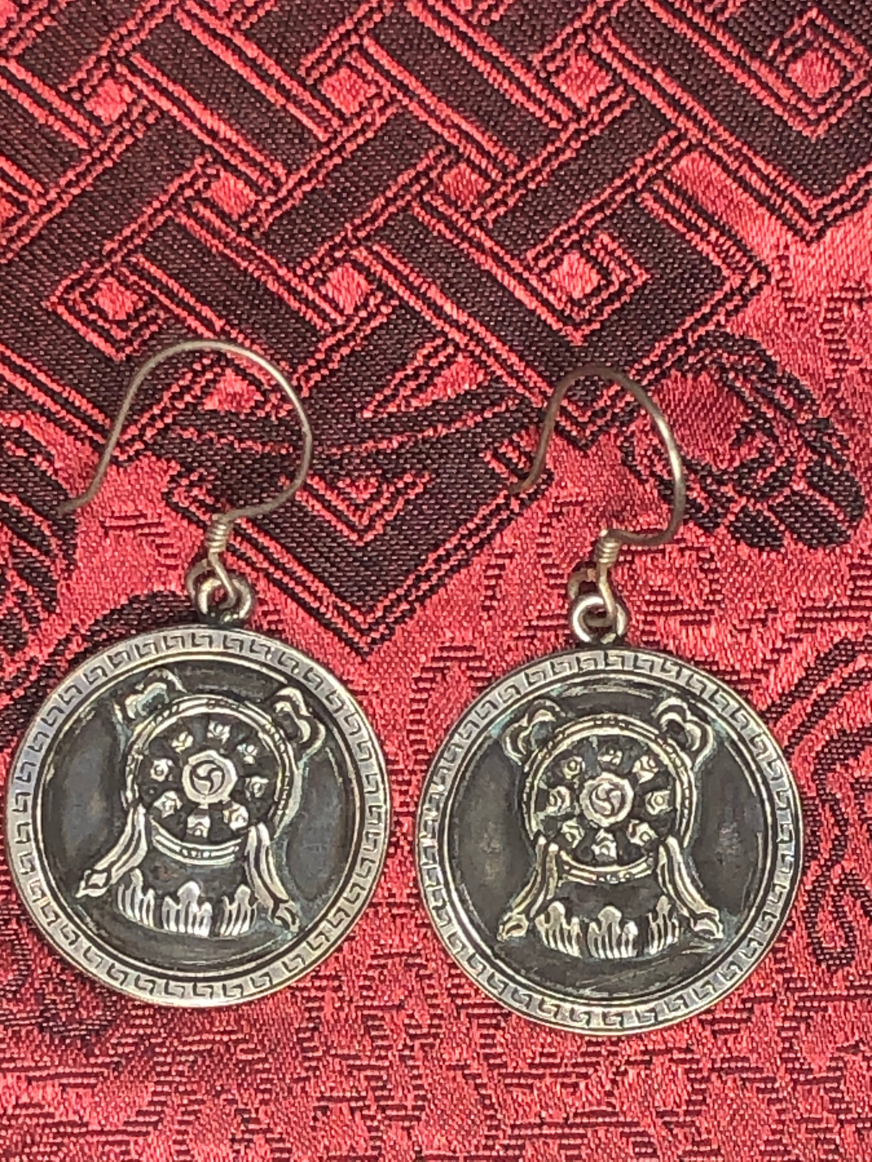 Dharma Wheel Silver Earrings(TGSE 107)