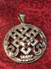 Tibetan Endless Knott Silver Pendant(TGSP 73)