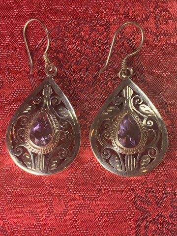 Amethyst Silver Earrings(TGSE 31)